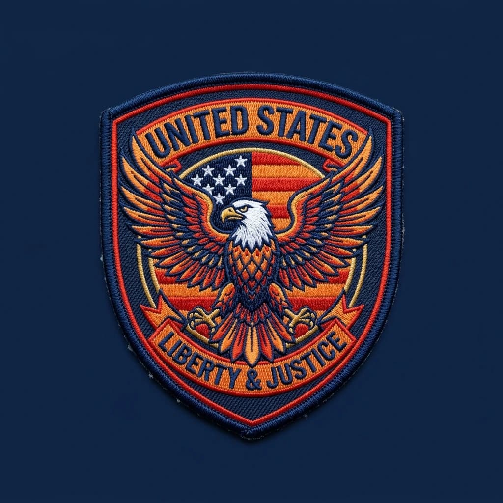 Custom iron-on patch displayed on dark fabric