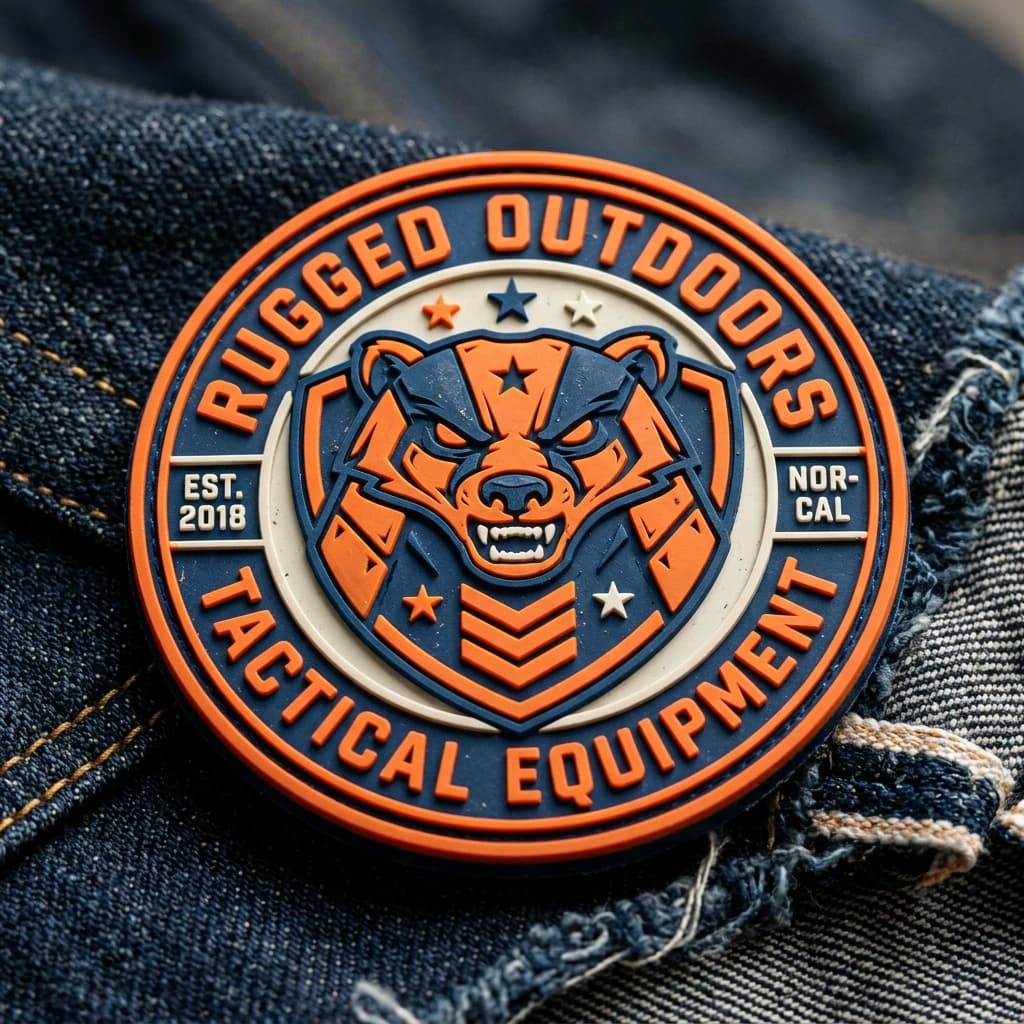 Flexible molded PVC patch on fabric